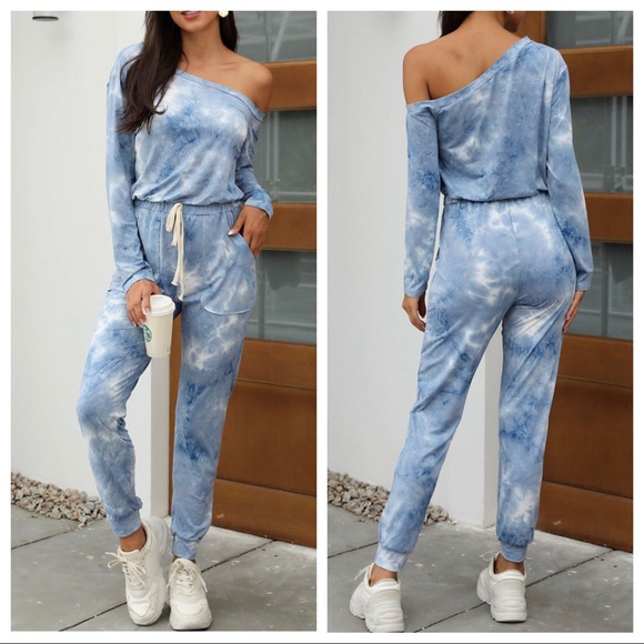 Chic off the shoulder tie dye jumpsuit - Picture 3 of 3
